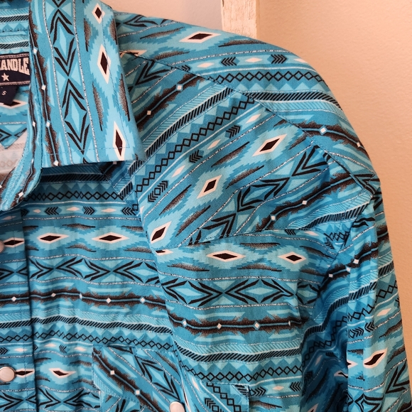 Panhandle Small pearl snap western long sleeve top - Picture 2 of 7